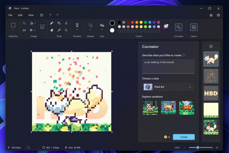 نرم‌افزار Paint ویندوز ۱۱ با هوش مصنوعی اثر هنری خلق می‌کند